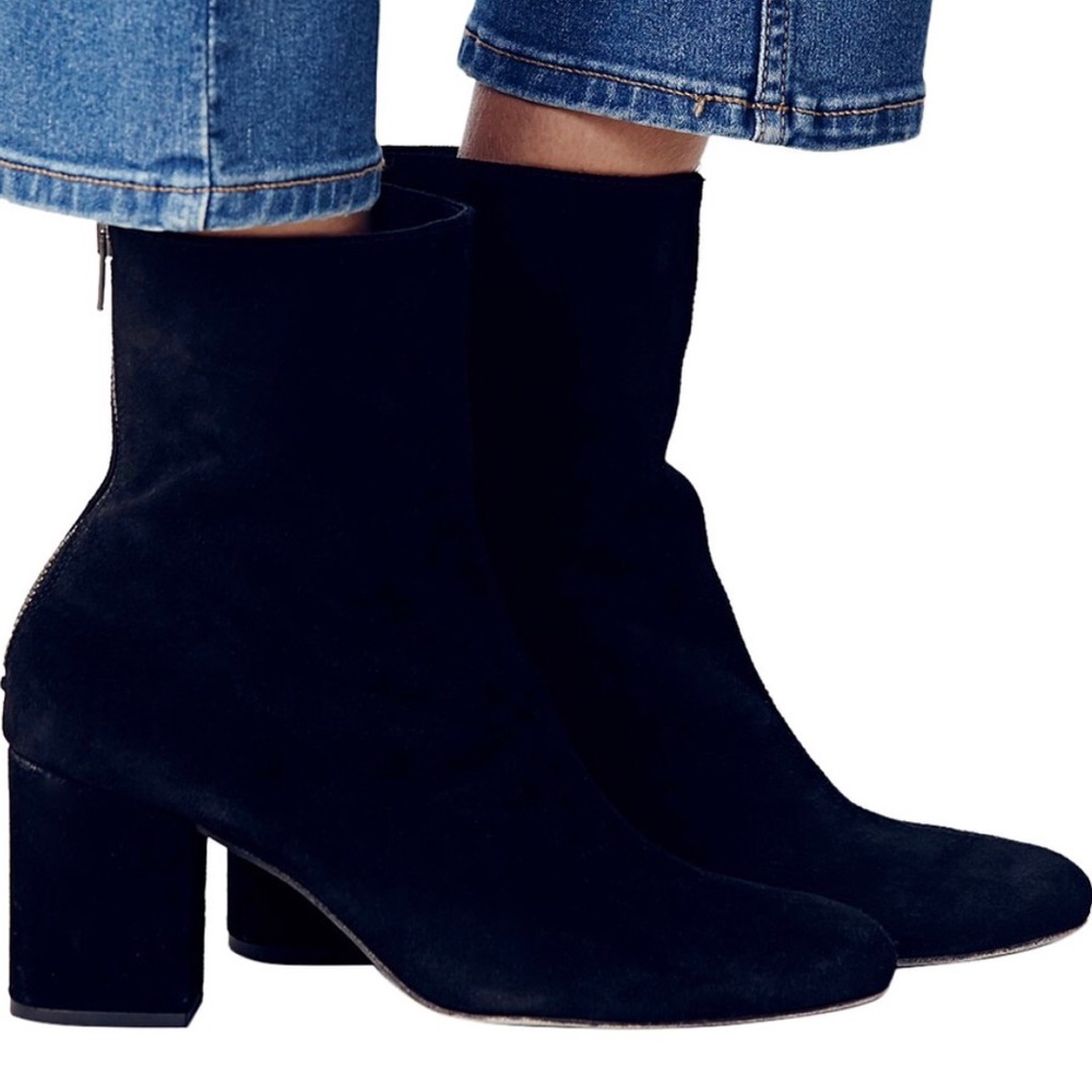 Free People Black Cecile Leather Ankle Boot Size 8